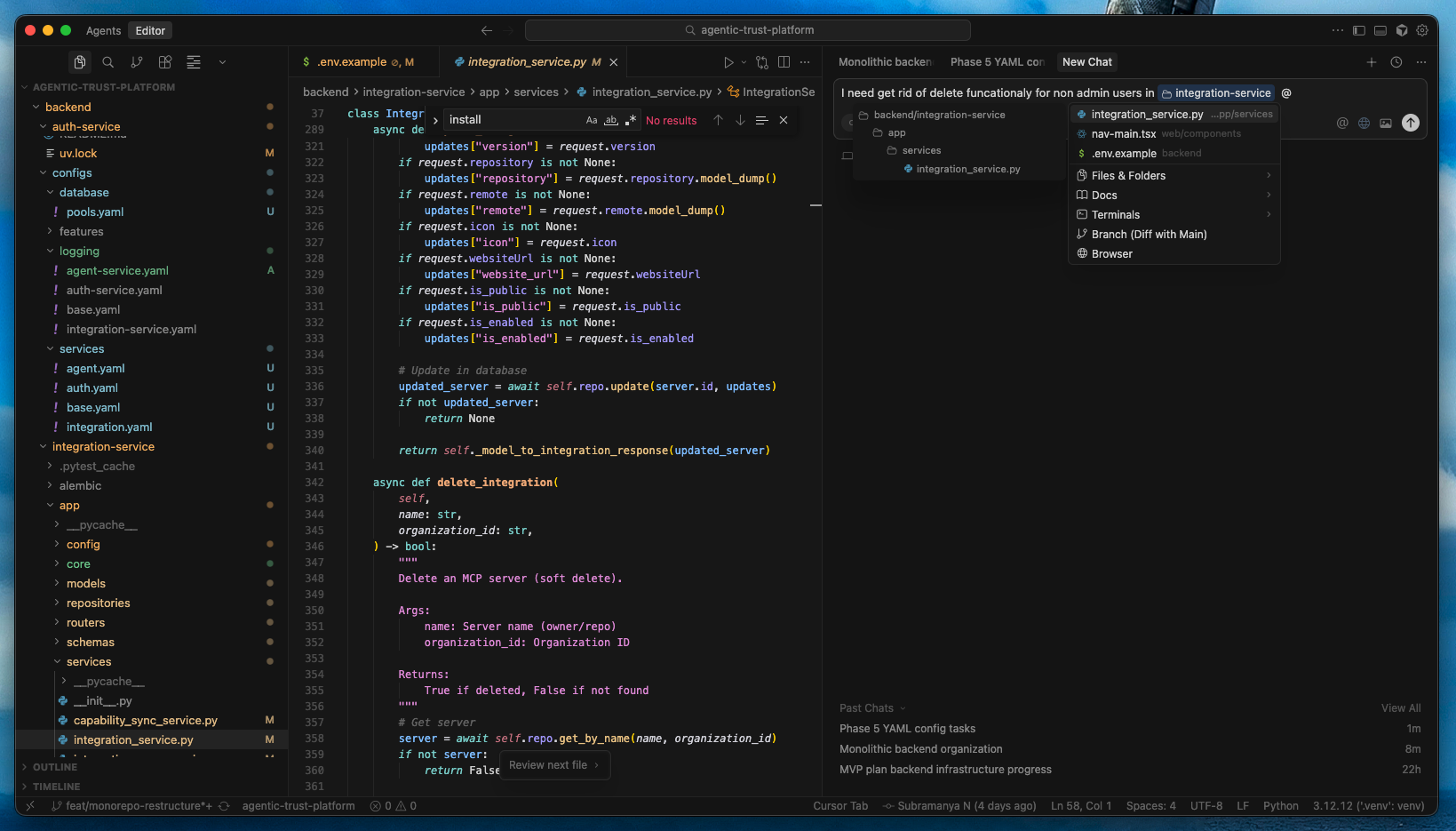 Cursor @ mention context