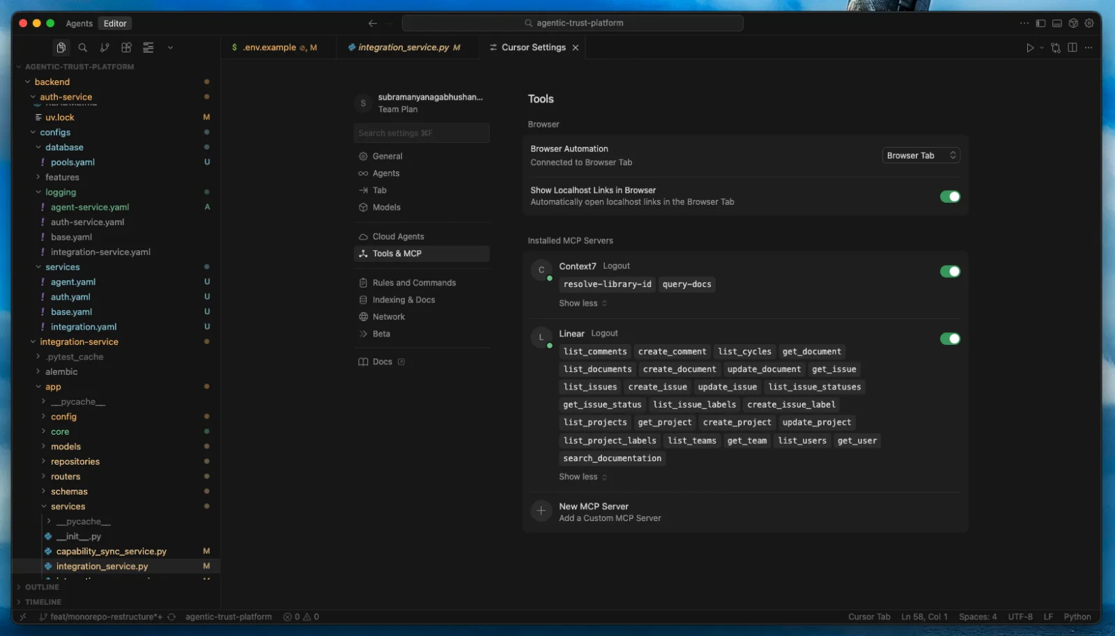 MCP integrations in Cursor